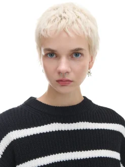 Fashion Cropp Czarno-biały sweter z szerokim rękawem czarny