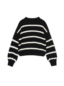Fashion Cropp Czarno-biały sweter z szerokim rękawem czarny