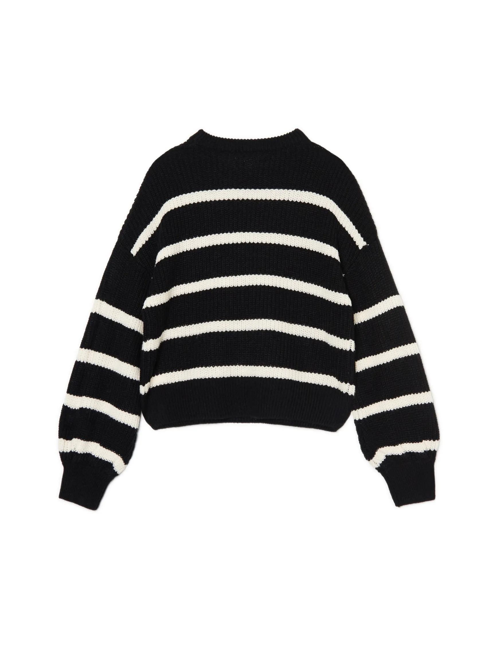 Fashion Cropp Czarno-biały sweter z szerokim rękawem czarny