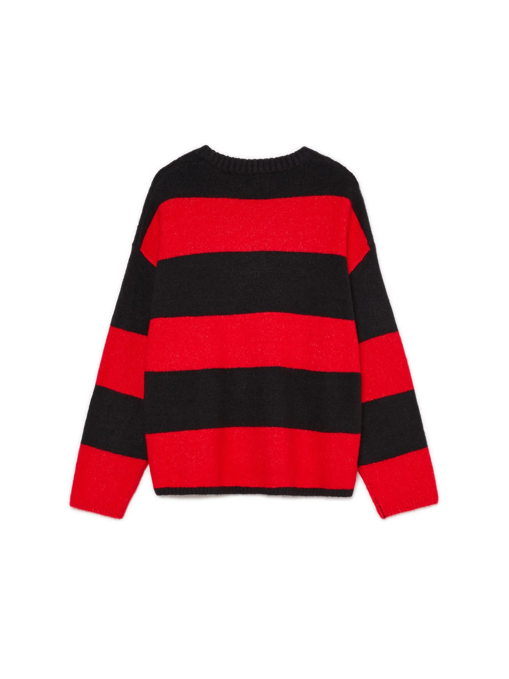 New Cropp Czarno- sweter w paski czerwony