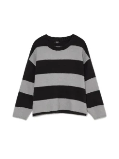 Discount Cropp Czarno-szary sweter w paski czarny
