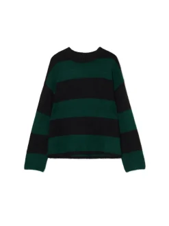 Outlet Cropp Czarno- sweter w paski zielony