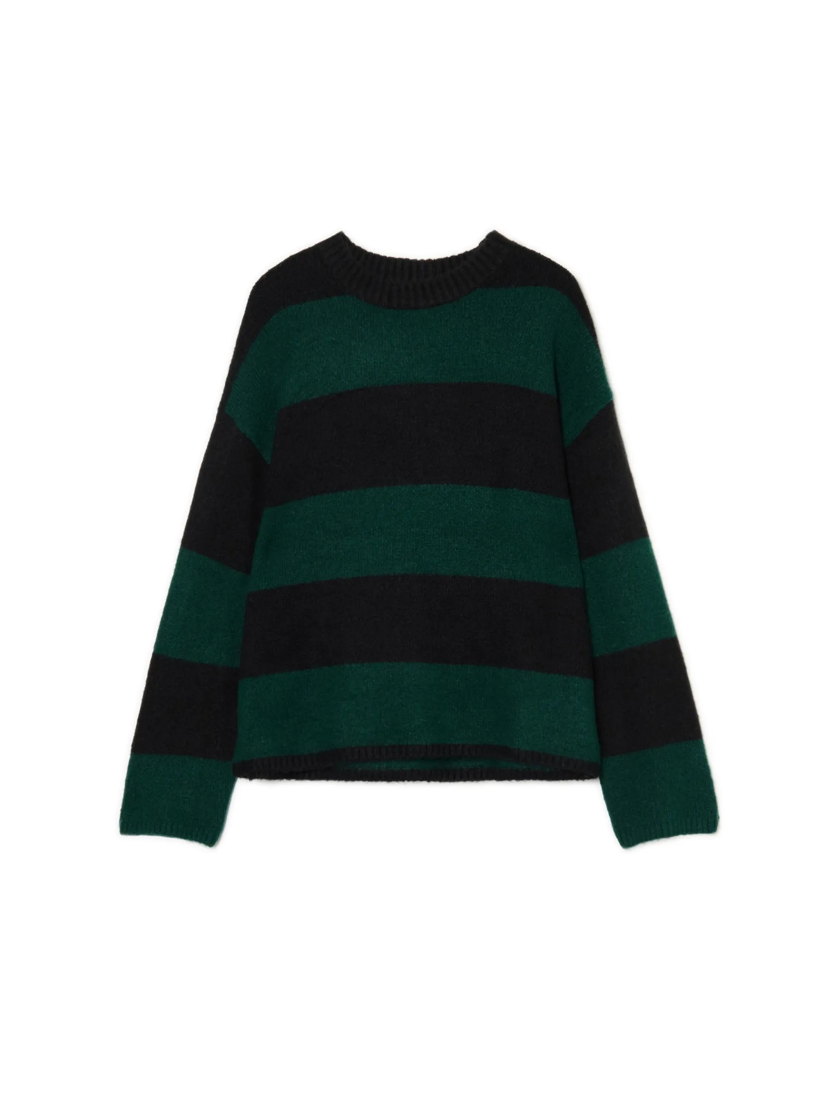 Outlet Cropp Czarno- sweter w paski zielony
