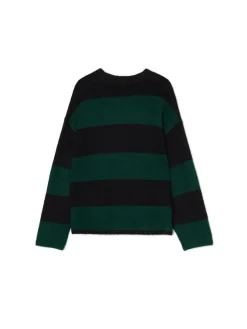 Outlet Cropp Czarno- sweter w paski zielony