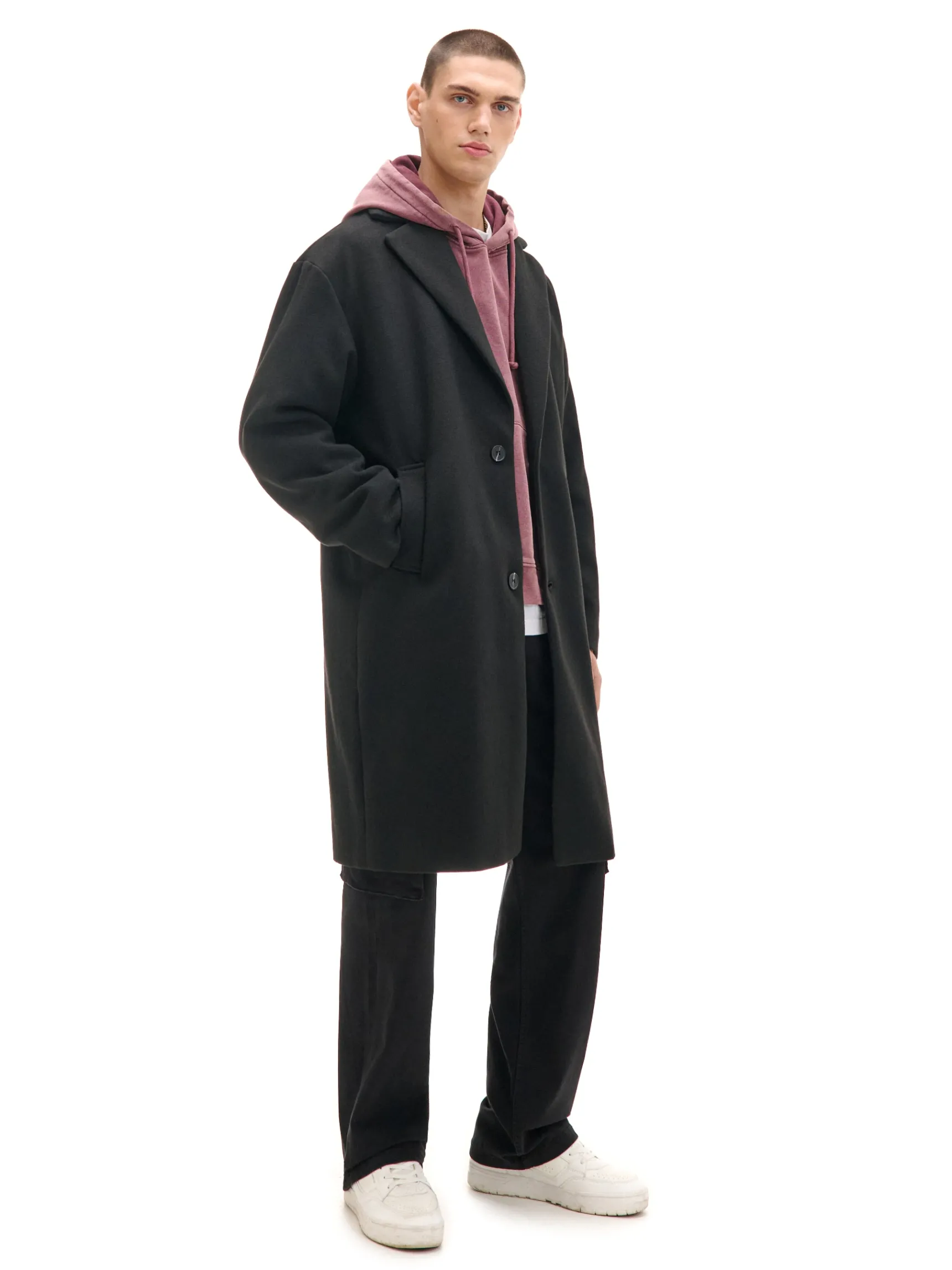 Fashion Cropp klasyczny płaszcz czarny