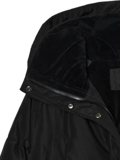 Sale Cropp pikowany płaszcz z kapturem czarny