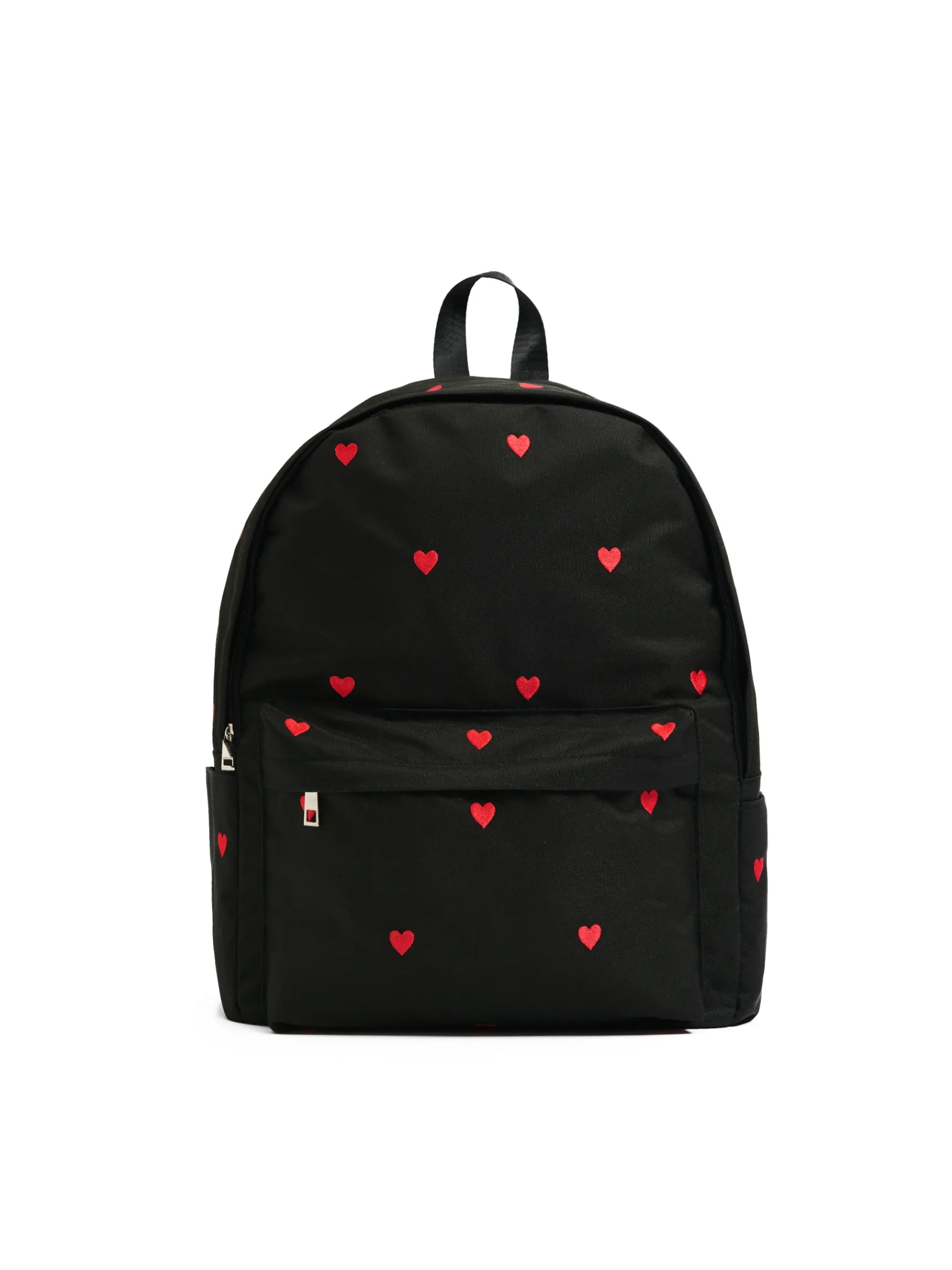 Fashion Cropp Czarny plecak w serca czerwony