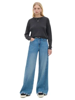 Discount Cropp sweter z efektem sprania czarny