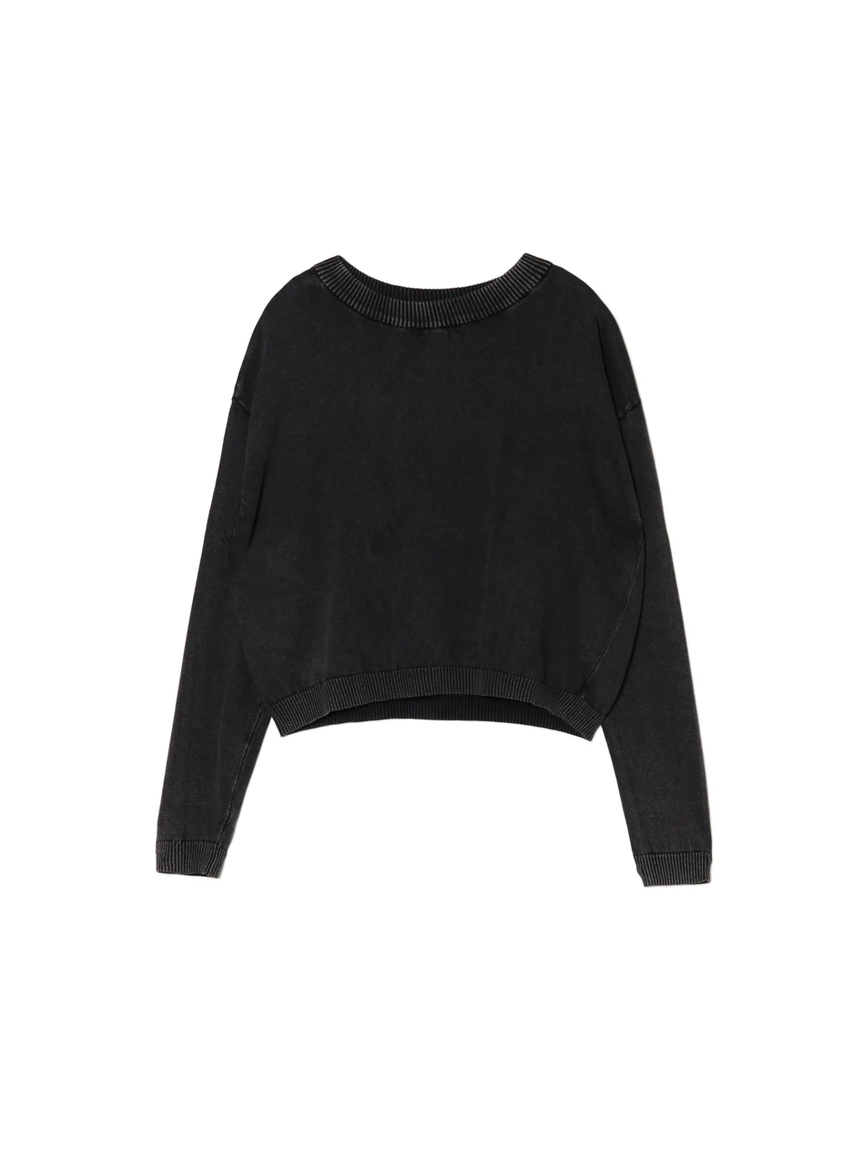 Discount Cropp sweter z efektem sprania czarny
