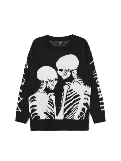 Sale Cropp sweter z motywem kościotrupów czarny