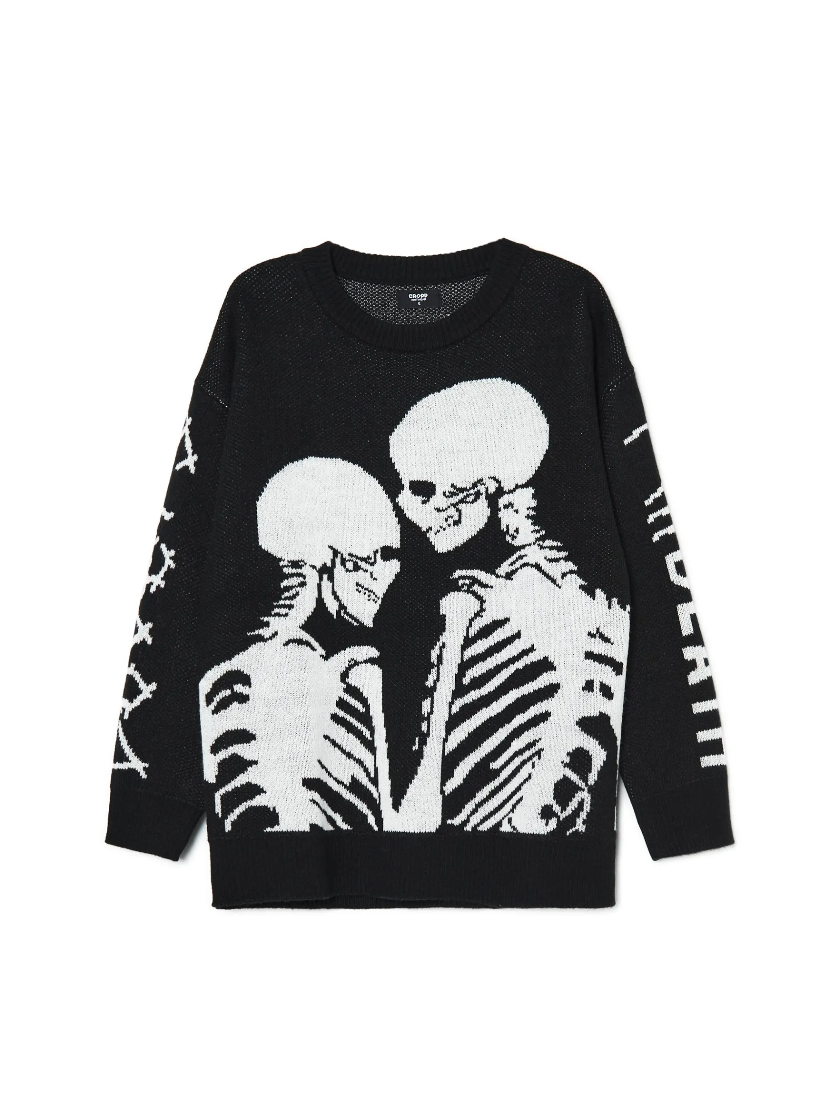 Sale Cropp sweter z motywem kościotrupów czarny