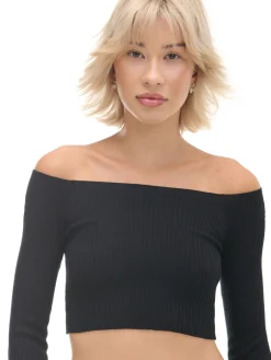 Hot Cropp sweter z odkrytymi ramionami czarny