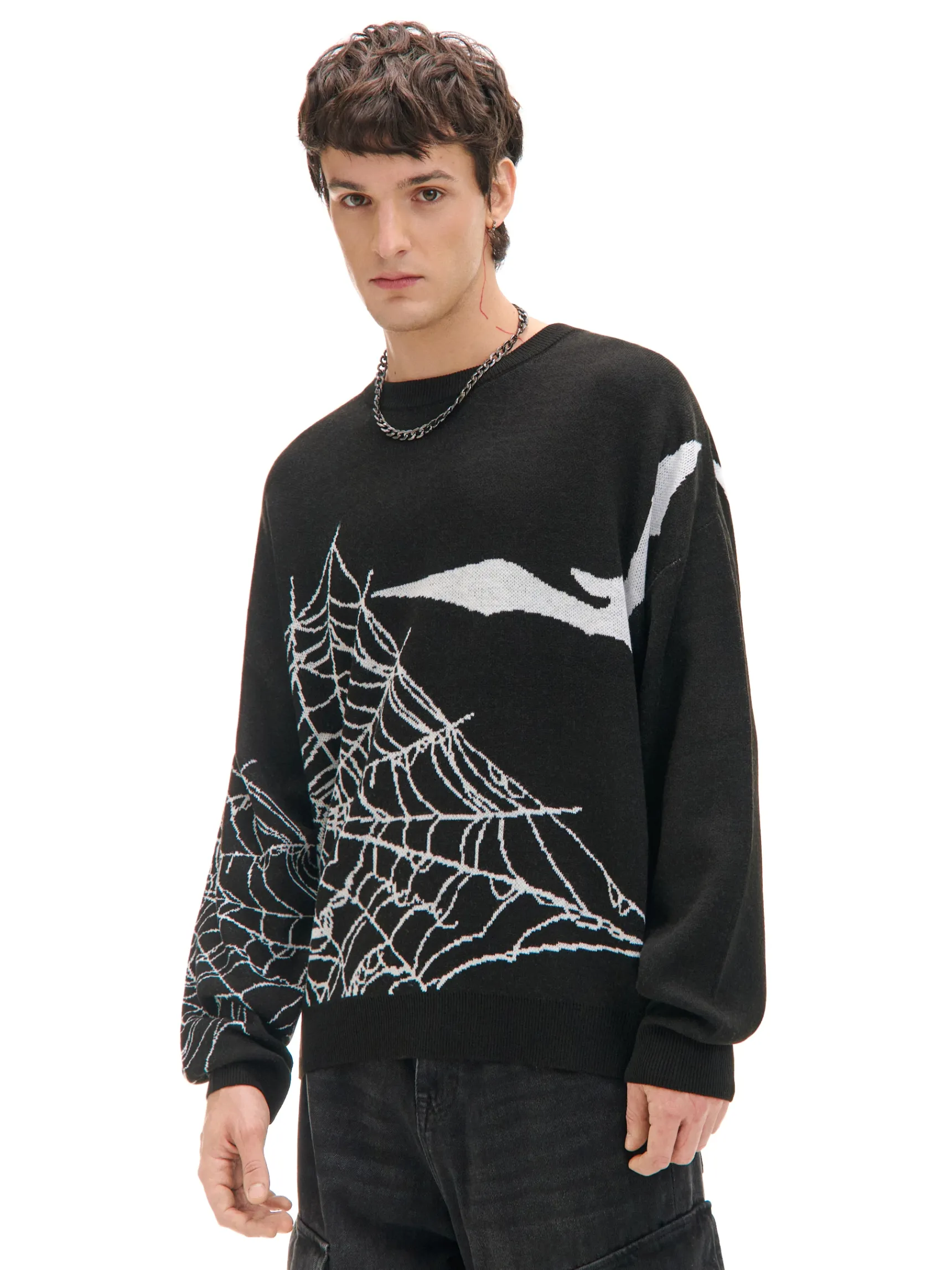 Clearance Cropp sweter z pająkiem czarny