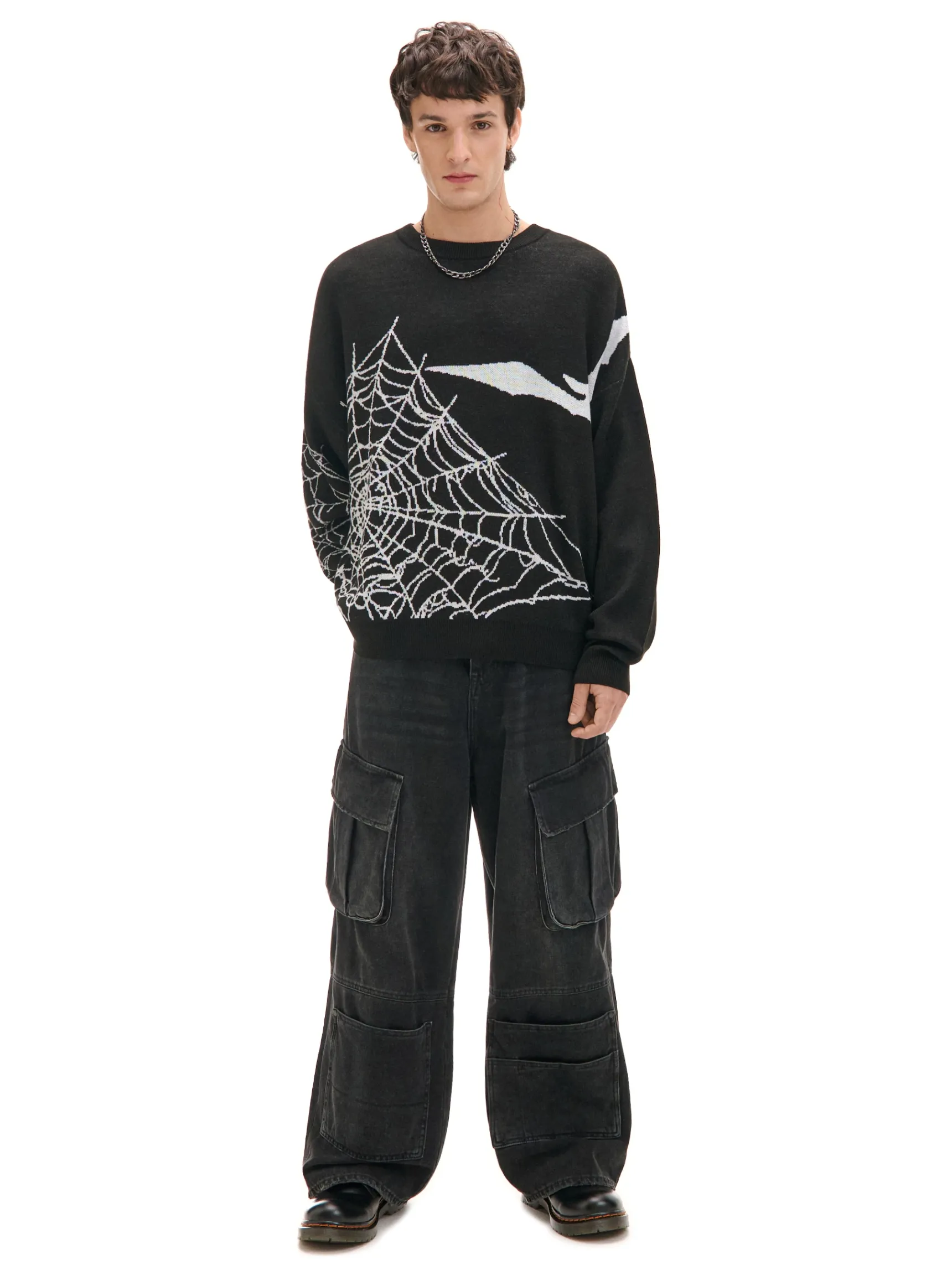 Clearance Cropp sweter z pająkiem czarny