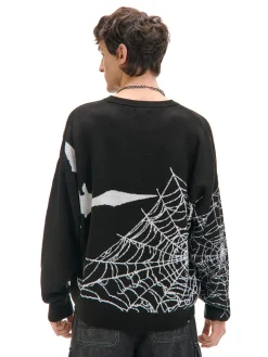 Clearance Cropp sweter z pająkiem czarny