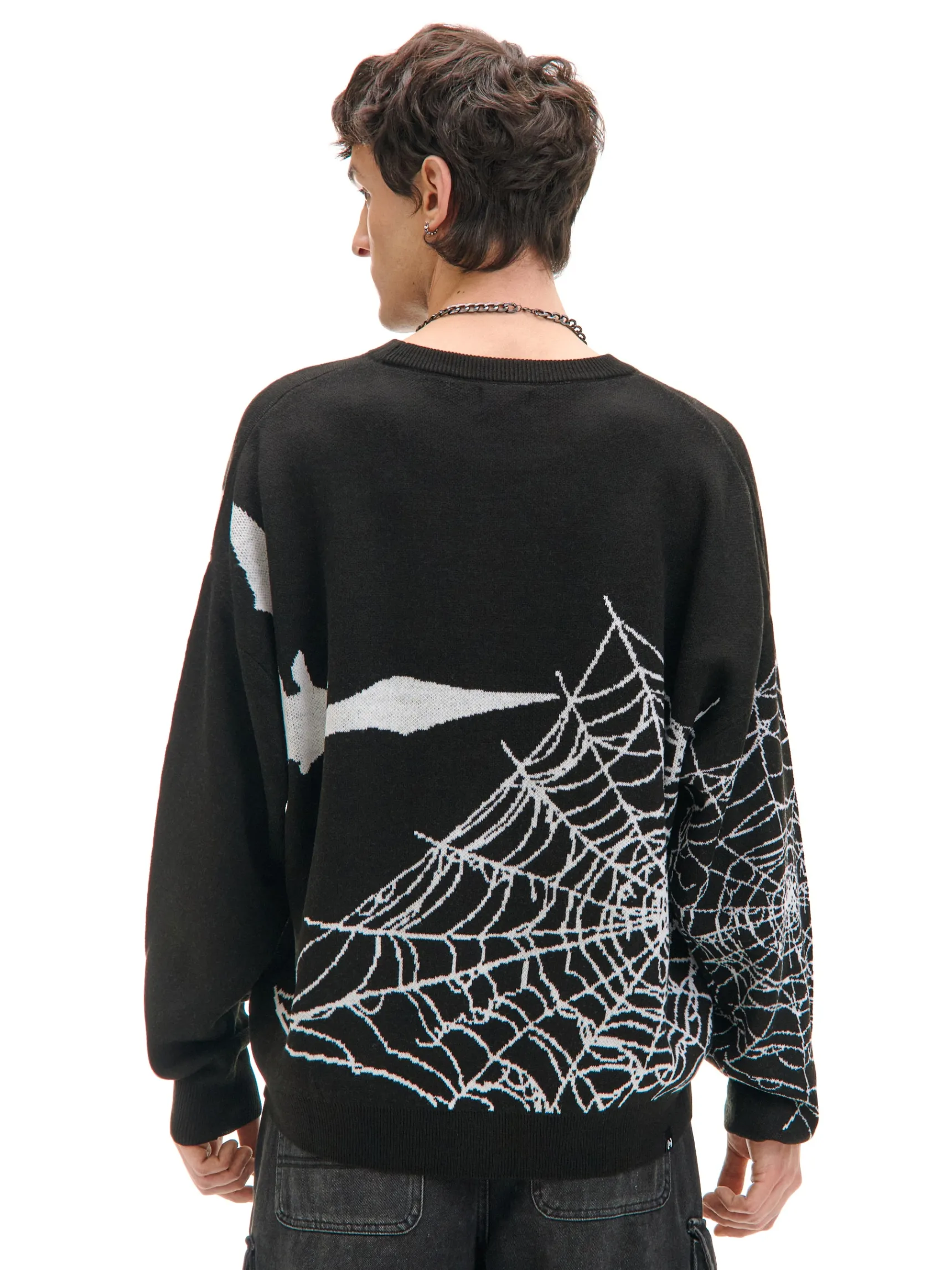 Clearance Cropp sweter z pająkiem czarny