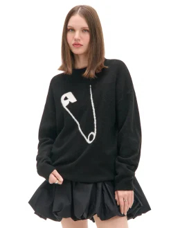 Clearance Cropp sweter ze agrafką czarny