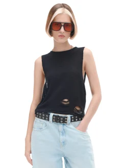 Best Cropp top z dzianiny czarny