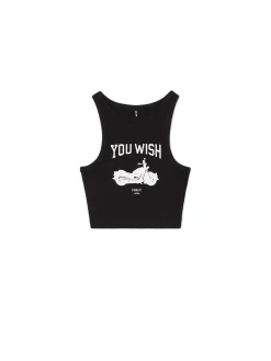 New Cropp top z nadrukiem czarny