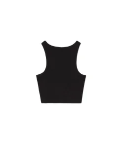 New Cropp top z nadrukiem czarny