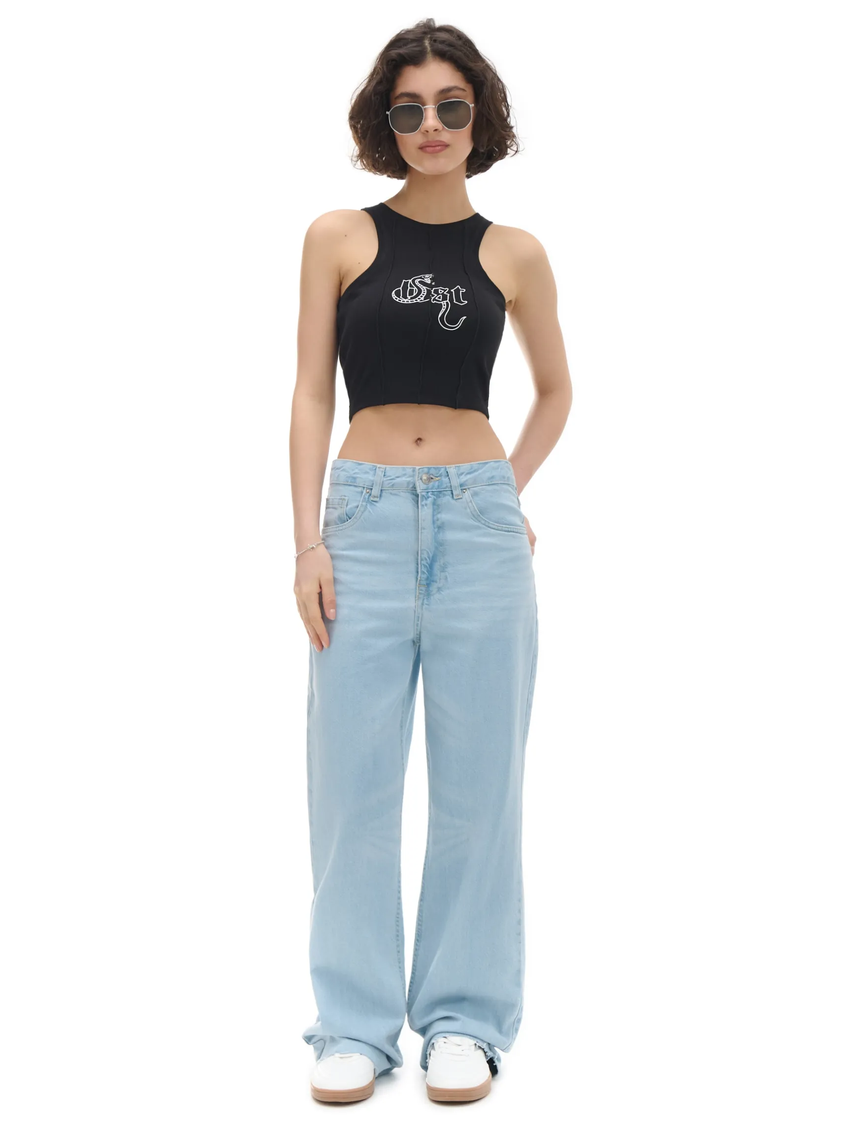 Hot Cropp top z napisem czarny