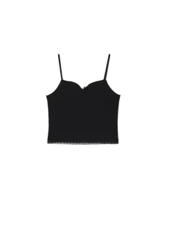 Hot Cropp top z ozdobnym marszczeniem czarny