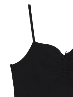 Hot Cropp top z ozdobnym marszczeniem czarny