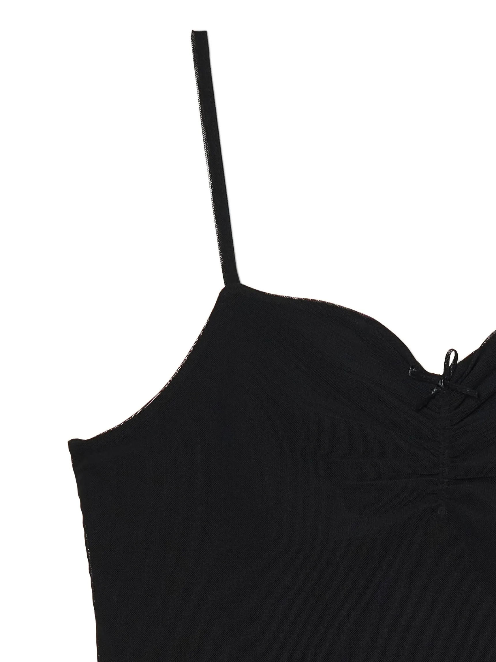 Hot Cropp top z ozdobnym marszczeniem czarny
