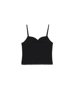 Hot Cropp top z ozdobnym marszczeniem czarny