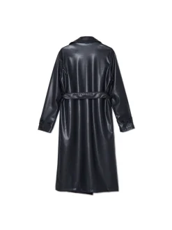Fashion Cropp trencz z imitacji skóry czarny