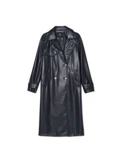 Fashion Cropp trencz z imitacji skóry czarny