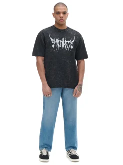 Online Cropp T-shirt z efektem acid wash czarny