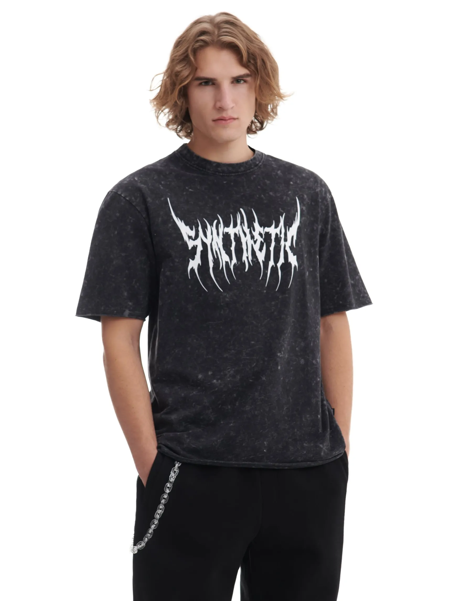 Online Cropp T-shirt z efektem acid wash czarny