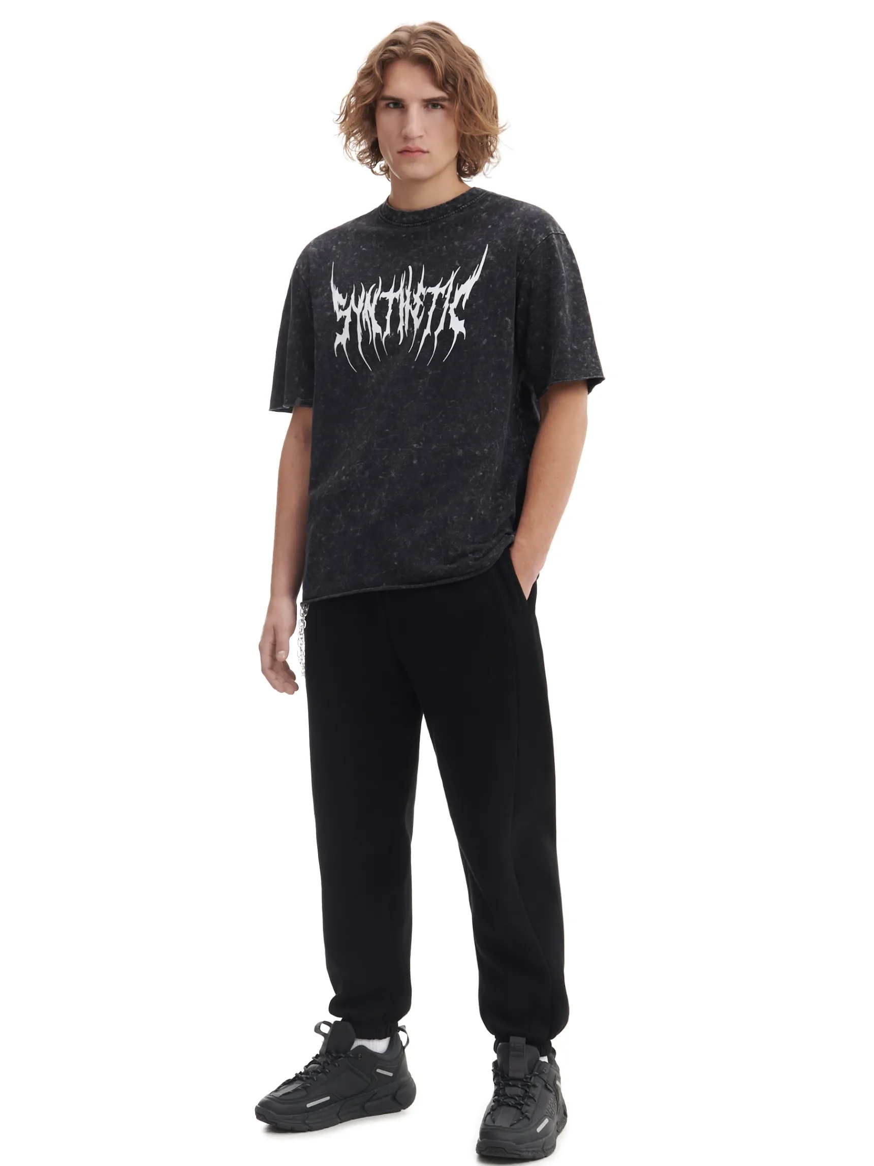 Online Cropp T-shirt z efektem acid wash czarny