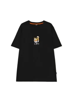 Discount Cropp t-shirt z haftem czarny