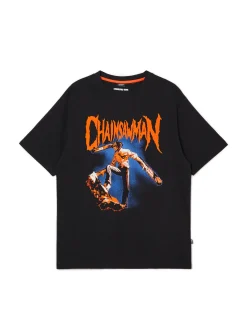 Discount Cropp t-shirt z nadrukiem Chainsaw Man czarny