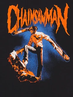 Discount Cropp t-shirt z nadrukiem Chainsaw Man czarny