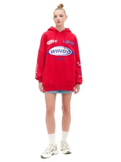 Hot Cropp Czerwona bluza z motywem racingowym UNISEX czerwony