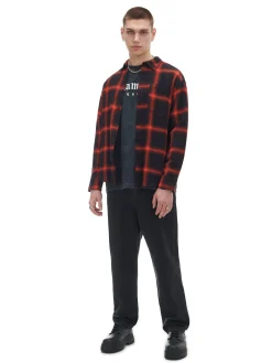 Sale Cropp Czerwona flanelowa koszula w kratę czerwony