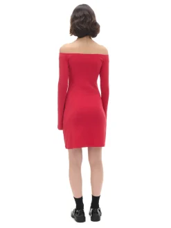 New Cropp Czerwona sukienka mini z rękawami flare czerwony