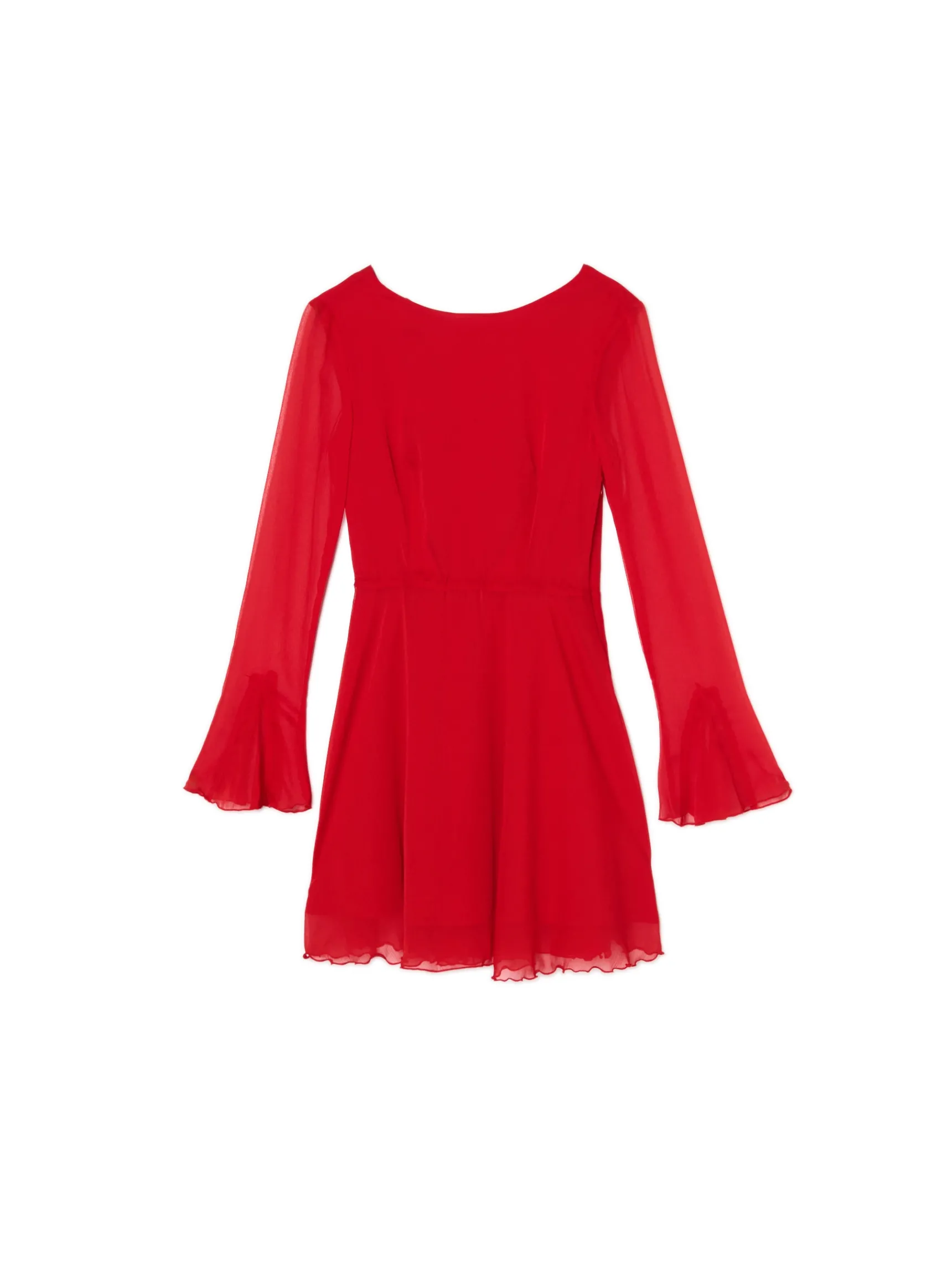 Best Cropp Czerwona sukienka mini z falbanami czerwony