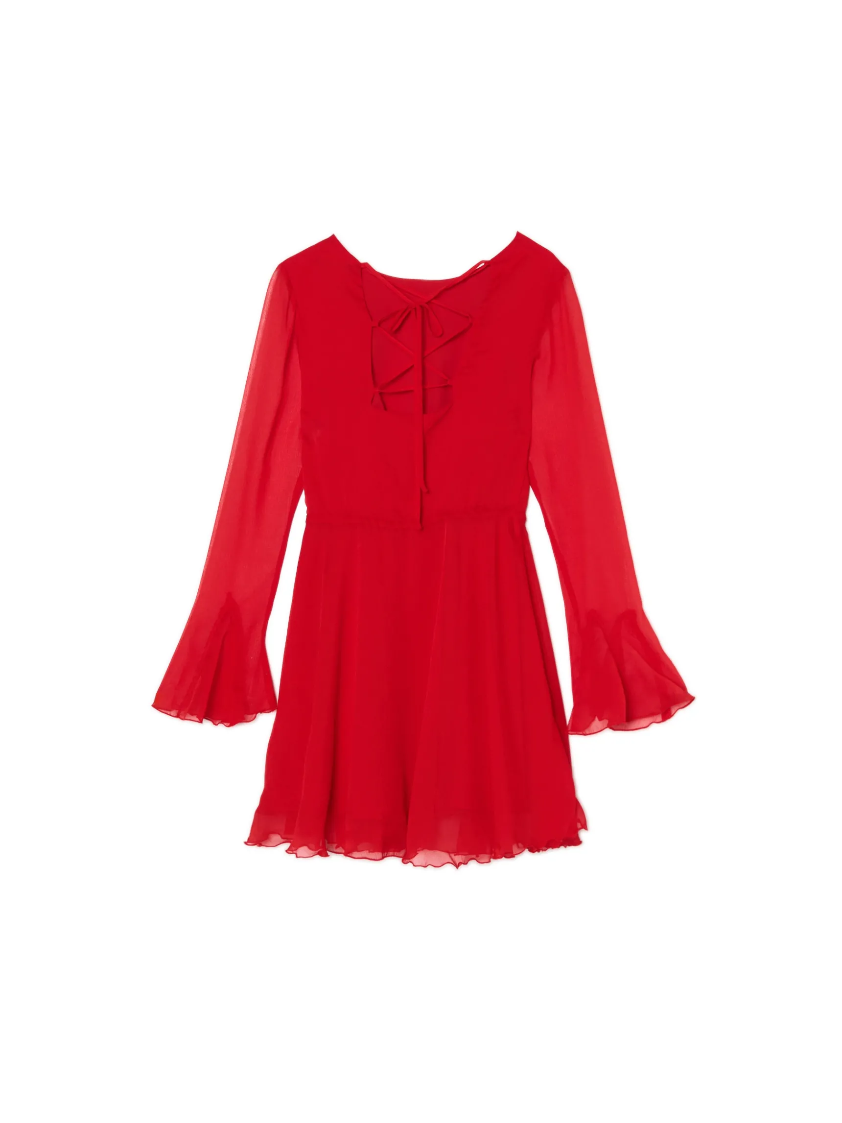 Best Cropp Czerwona sukienka mini z falbanami czerwony