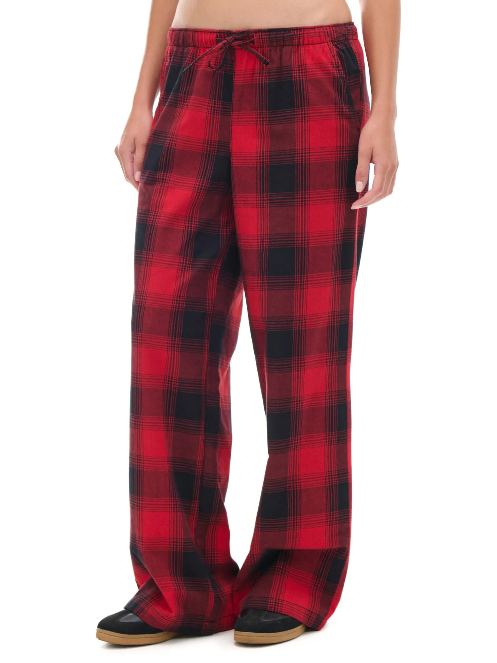 Clearance Cropp Czerwone spodnie w kratę czerwony