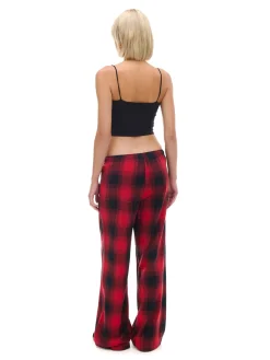 Clearance Cropp Czerwone spodnie w kratę czerwony
