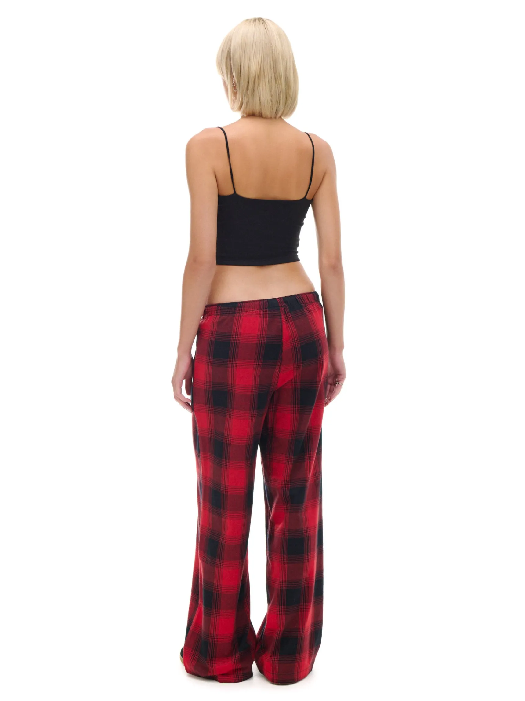 Clearance Cropp Czerwone spodnie w kratę czerwony