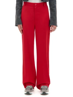 Clearance Cropp Czerwone spodnie z wysokim stanem czerwony