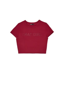Fashion Cropp crop top z cyrkoniami czerwony