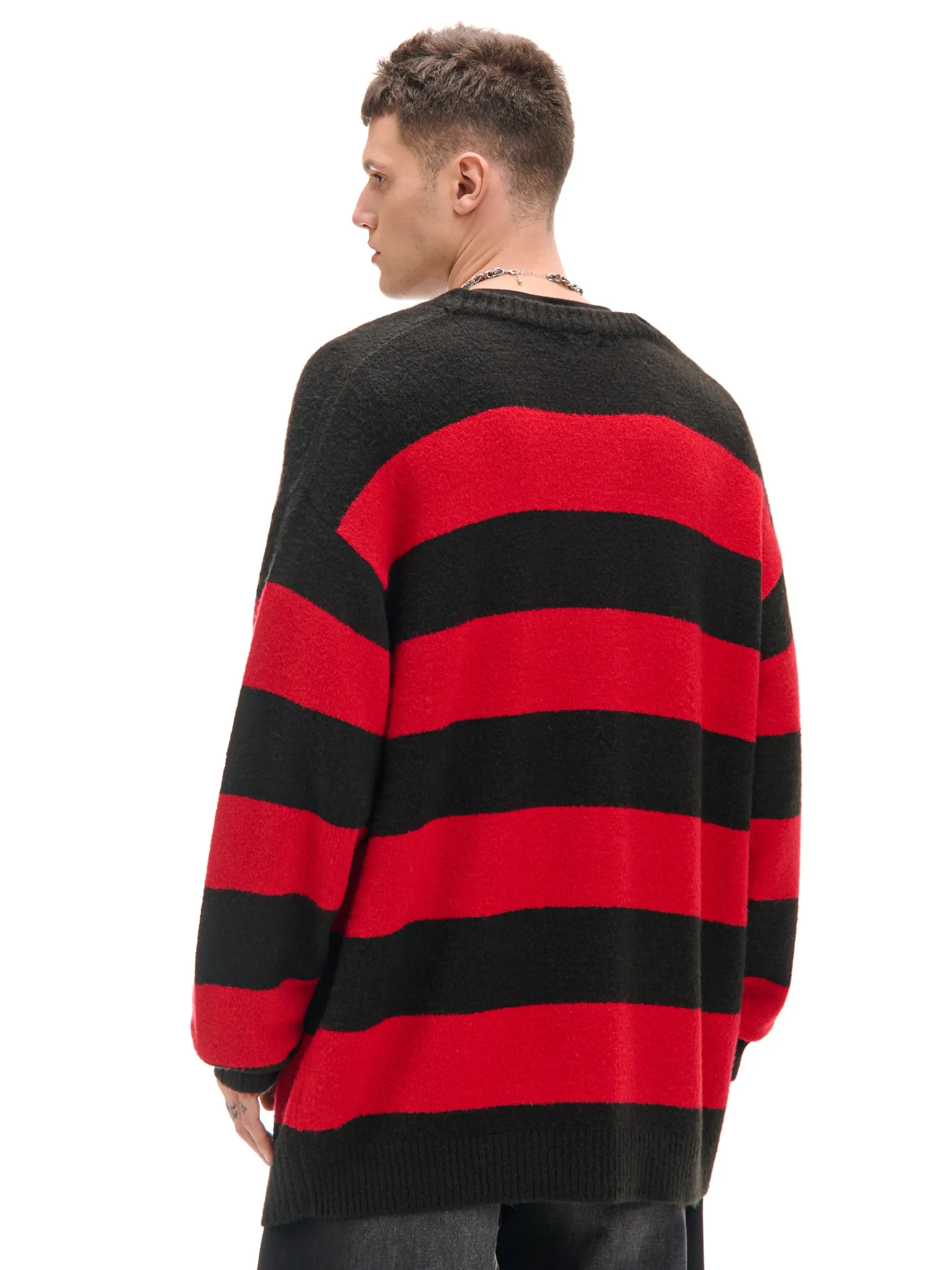 New Cropp sweter w paski czerwony