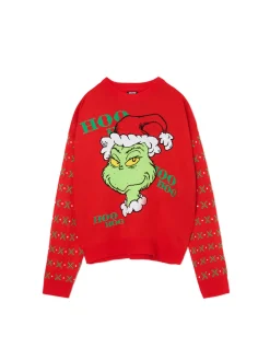 New Cropp sweter świąteczny Grinch czerwony