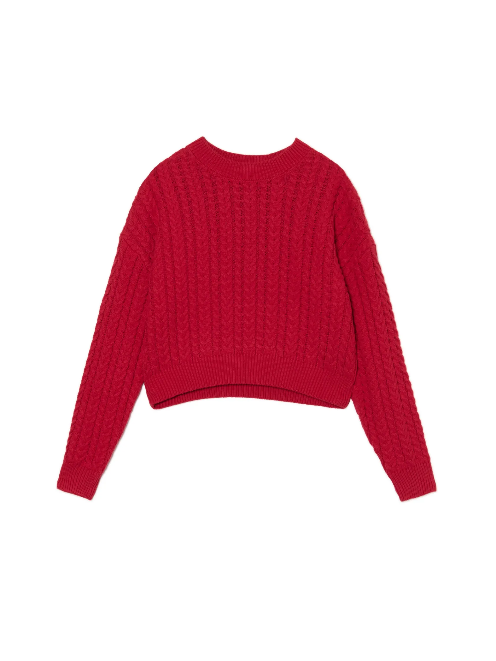 Online Cropp sweter z warkoczowym splotem czerwony